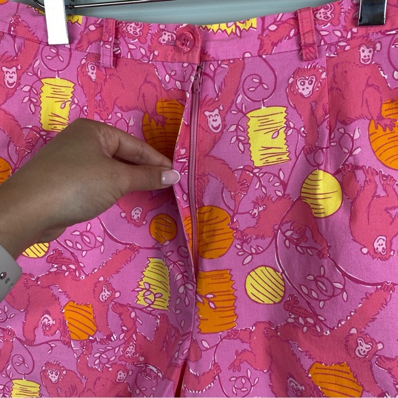 Lilly Pulitzer Pink Monkey Print high waist shorts size 6P - Picture 3 of 7